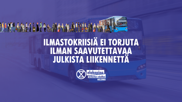 Ilmastokriisiä ei torjuta ilman saavutettavaa julkista liikennettä. Kuva bussista.